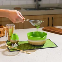 Ensemble de bol à Matcha de style japonais Outils de cérémonie du thé Coffret cadeau en céramique Outils à Matcha avec emballage en boîte de couleur