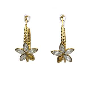 Boucles d'oreilles pendantes tendance en acier inoxydable 316L plaqué or PVD, motif floral pour femmes - Product Image 1