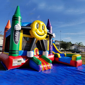 Château <span class=keywords><strong>gonflable</strong></span> de crayon <span class=keywords><strong>gonflable</strong></span> commercial de haute qualité avec toboggan Combo <span class=keywords><strong>Happy</strong></span> Smile Face Theme Design pour les enfants - Product Image 4
