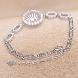 สร้อยข้อมือเงินแท้ S925 ลายดอกทานตะวันแบบกลวง รุ่น A6046 อุปกรณ์เสริม DIY หรูหราสำหรับเครื่องประดับมุก ขนาด 12-13 มม. ตัวเรือนเปล่า - Product Image 2