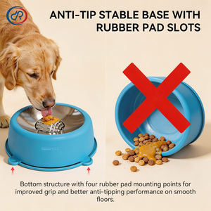 Gamelle anti-glouton en acier inoxydable <span class=keywords><strong>pour</strong></span> chiens, <span class=keywords><strong>pour</strong></span> liquides et friandises, avec boule métallique durable, design antidérapant, facile à nettoyer - Product Image 3