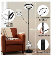 CCT lampu lantai LED dua sisi 2700K hingga 6500K, desain lampu sisi ganda, lampu lantai LED dua kepala kecerahan dapat diredupkan