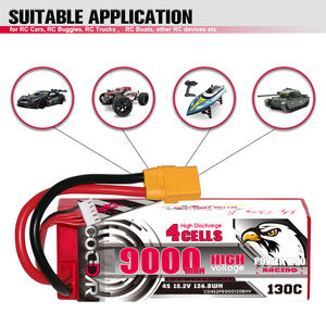 Batterie LiPo CODDAR 4S 4S2P 9000MAH HV 15.2V 130C Câblée Boîtier Rigide Voitures RC <span class=keywords><strong>XT90</strong></span> 1/8 RTR Véhicule Tout-Terrain Monster Truck <span class=keywords><strong>Traxxas</strong></span> - Product Image 3