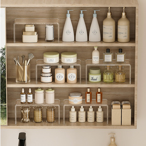Acrylic Storage Rack Transparent Cabinet Partition <b>Shelf</b> For Bathroom Cosmetics <b>Desktop</b> Organization Standing Type Rectangle - Product Image 4