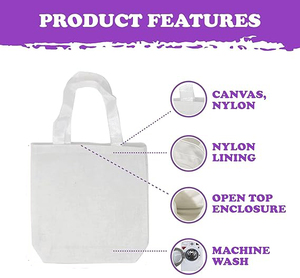 Bolsa de Tela de Algodón Blanca Pequeña Personalizable para Manualidades, Compras, Fiestas Infantiles, Pintura, Regalos - Product Image 3