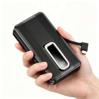 Batterie externe magnétique portable sans fil 5000/10000mAh avec support intégré, charge rapide 20W, chargeur 3-en-1 avec double câble
