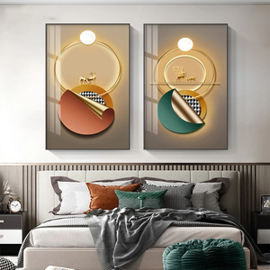 Cadre abstrait de luxe géométrique lumière et anneau circulaire images d'art mural <span class=keywords><strong>peinture</strong></span> en porcelaine de cristal pour la décoration de la maison et du salon - Product Image 3