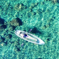 Kayak transparent en plastique transparent, canoë transparent en polycarbonate avec cadre en aluminium