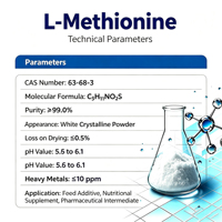L-Méthionine à faible teneur en métaux lourds CAS 63-68-3 Pureté 98% Matière première donneur de méthyle pour l'alimentation animale, les perfusions médicales et l'alimentation humaine