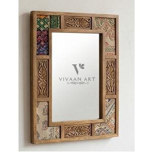 Miroir mural en bois Art Déco fait main de qualité supérieure, léger, écologique, miroir de luxe pour chambre à coucher, salon et salle de bain - Product Image 3