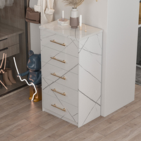 Commode blanche brillante à 5 tiroirs, meuble de rangement, Offre Spéciale