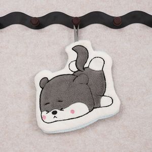 Serviette à main en polaire corail, motif chiot gris de dessin animé, extra-épaisse, très absorbante, créative, à suspendre, pour la cuisine - Product Image 2