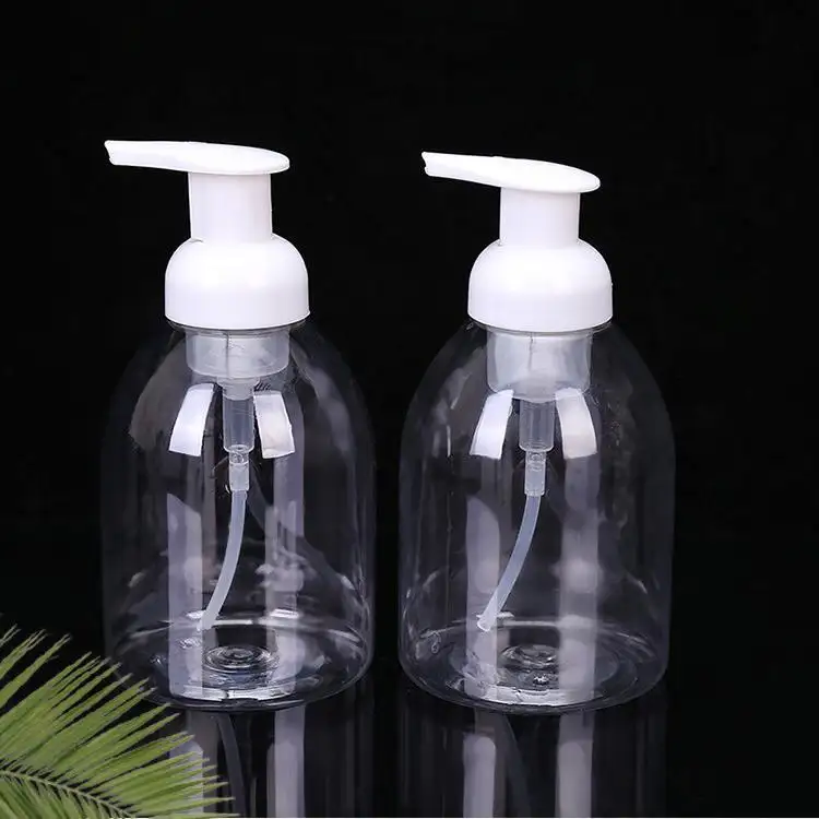 Bouteilles de savon à main à pompe en plastique PET ambré rechargeable de 16 oz 500 ml Bouteilles de savon liquide en plastique pour lavage corporel avec distributeur à pompe