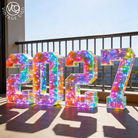 Chiffres holographiques 3D personnalisés en LED « 2027 » en acrylique irisé pour la décoration du Nouvel An