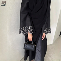 Abaya brodée sur mesure de Dubaï pour femmes, motif floral, robe longue modeste, vêtements musulmans islamiques, vente en gros OEM