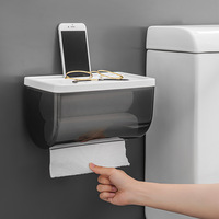 Grande boîte de rangement murale étanche porte-papier hygiénique en plastique PP ménager sans perçage accessoire de cuisine et de salle de bain