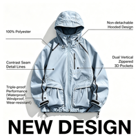 Veste technique à capuche pour homme Coupe-vent zippée Légère Multi-poches Urbaine Extérieure