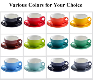 Tazza da <span class=keywords><strong>Caffè</strong></span> in Gres Colorata con Logo Personalizzato 75 150 220 350 ml per Tè Latte Espresso Cappuccino con Piattino - Product Image 6
