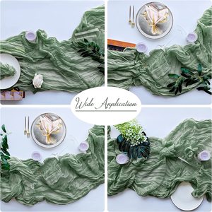<strong>Top</strong> Selling Sage Green <strong>Cheesecloth</strong> Table Runner 10ft Boho Gauze Cheese Cloth Table Runner for Wedding Decoration - Product Image 5