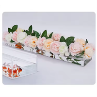Nouveau Style personnalisé clair rectangulaire saint valentin cadeau Rose acrylique affichage boîte de rangement préservé fleur acrylique boîte avec couvercle