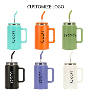 Mug isotherme en acier inoxydable de 1500 ml avec poignée, grande capacité, anti-fuite, avec paille et couvercle - Product Image 6