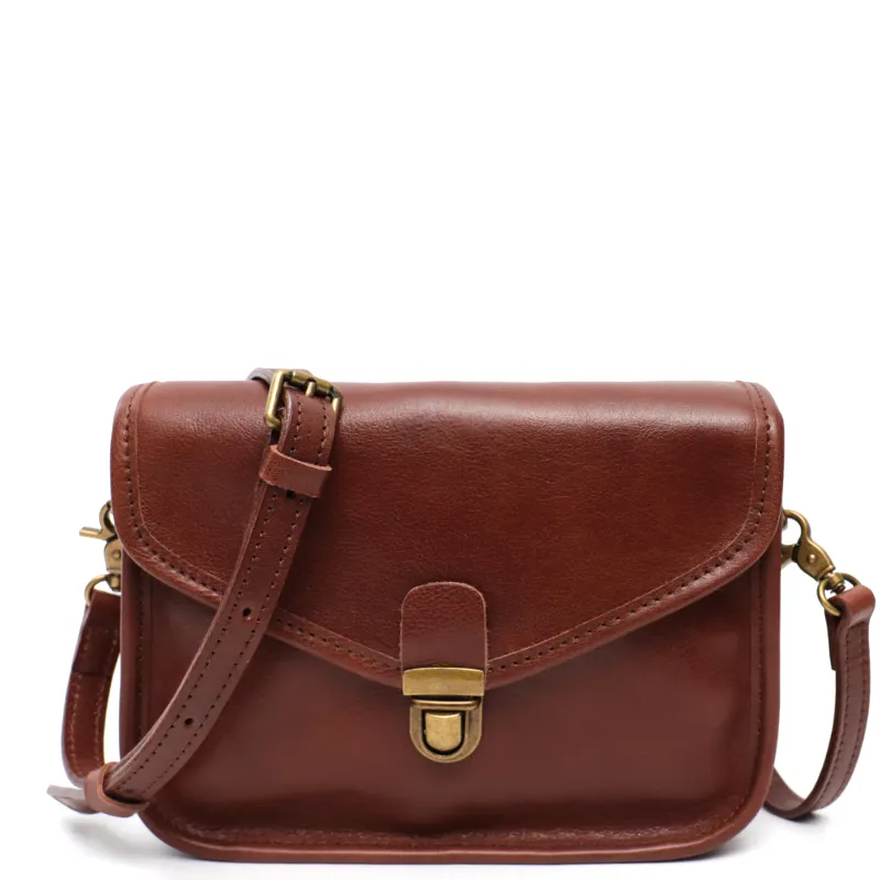 Retro Cowhide Square Messenger Bags Women Vintage Crossbody Shoulder Handbag Genuine Italian Leather Saddle Metal Lock Flap Bag