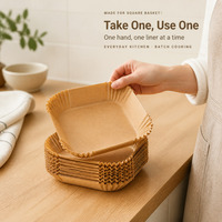 Papier sulfurisé carré personnalisé pour friteuse à air, antiadhésif, résistant à l'huile, non toxique, jetable, pour boulangerie et café, OEM ODM