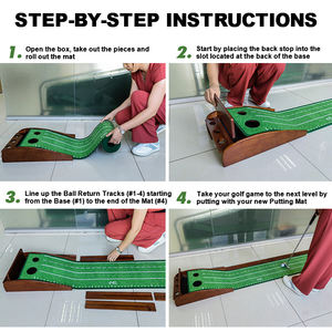 Base in legno massello Auto ritorno pallina <span class=keywords><strong>Golf</strong></span> Putting Trainer tappetino di velluto Putting Green tappetino attrezzatura per allenamento - Product Image 5