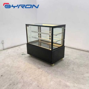 Vitrine à gâteaux incurvée entièrement transparente en verre avec éclairage LED, réfrigérateur commercial pour pâtisseries et fruits - Product Image 3