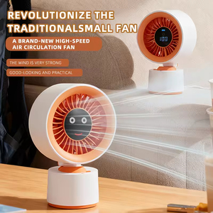 Mini Desktop Fan Cute Cartoon Emojis Small Table Fan 3600mAh Battery with Power Display Rechargeable Portable Desk Fan - Product Image 4