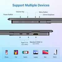 Monitor Portátil para Juegos de 16 Pulgadas con Altavoces Estéreo Integrados, Conector de Audio Independiente, Sonido Envolvente