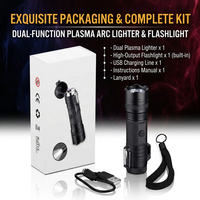Briquet à arc étanche IP56 rechargeable par USB, coupe-vent, avec mini lampe torche, coque en aluminium, triple mode, pour cigarettes, camping, extérieur
