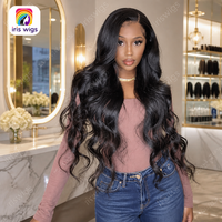 Iriswigs Perruques en cheveux humains 13x4 Body Wave, densité 180%, pré-épilées, noir naturel, HD, sans colle, cheveux vierges