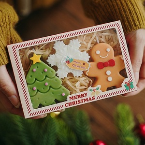 <b>Set</b> of 3 Cute Christmas Tree Gingerbread Man Snowflake Scented Aroma <b>Candles</b> in <b>Gift</b> Box for Home Decoration - Product Image 1