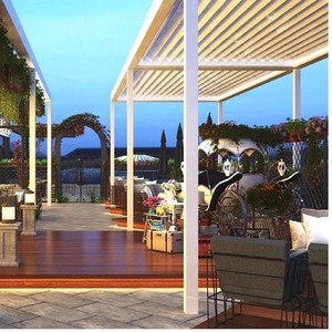 Pergola bioclimatique motorisée intelligente en aluminium de qualité supérieure, couleur et taille personnalisées pour villa, jardin, terrasse, télécommande - Product Image 4