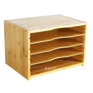 Bamboo Desktop <b>Organizer</b> 4 Layers <b>File</b> Sorter Stationery Holder for Books and Office Supplies - Product Image 5