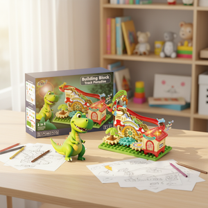 Juguete Educativo de Construcción de Doble Modo Eléctrico y Manual, Bloques de Engranajes con Luz y Música, Tobogán <span class=keywords><strong>Arco</strong></span>íris de Dinosaurios, ABS, 20 Piezas - Product Image 3