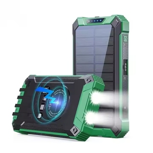 Bancos de Energía Solares Portátiles Inalámbricos para Exteriores/Camping con 3 Cables Integrados y Cargador Solar con Luces LED Dobles, Expo Marzo 2026 - Product Image 6