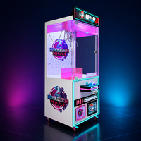 핑크색 집게 게임기, 동전 작동식, 금속 및 아크릴 소재, 300W 아케이드 게임, 데이트 장소, 쇼핑몰, 놀이공원용, 맞춤형 조명