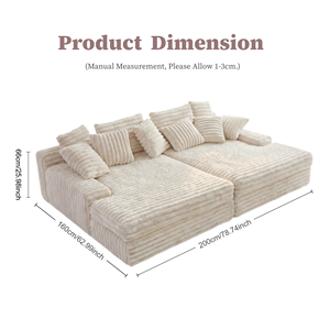 Divano Letto Senza Struttura in Memory Foam ad Alta Densità, Compresso Sottovuoto, in Tessuto Corduroy Quadrato, per Hotel e Soggiorno - Product Image 5
