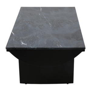 Modern Rectangular Stone Top Coffee <b>Table</b> With Mango Wood Base For Living Room Furniture - Product Image 5