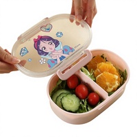 Boîte à lunch bento pour enfants sans BPA, étanche, compatible micro-ondes et lave-vaisselle, 2 compartiments, en plastique, pour garçons et filles