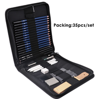 Foska Durable 35 pièces ensemble de dessin professionnel dessin crayons Kit croquis fusain taille-crayon Art ensemble avec sac en Nylon