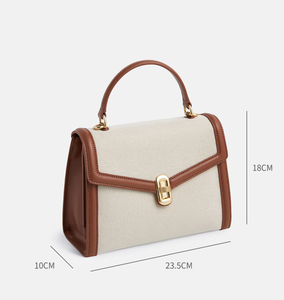 Sac bandoulière personnalisé, sac à main en cuir PU et toile pour femme, sac à main tendance pour femme - Product Image 4