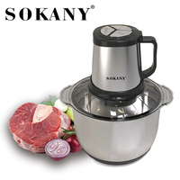 Mesin Pengolah Makanan SOKANY Berkualitas Tinggi 5L 6L 10L 12L, Penggiling Daging Listrik Stainless Steel