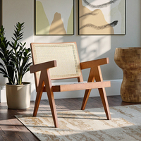 Fauteuil inclinable en rotin de loisirs en bois massif de style Chandigarh, chaise de balcon rétro en rotin simple, meubles de maison, salon