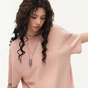 Camisetas personalizadas 100% de algodón puro para mujer, camisetas de verano informales de alta calidad, diseño de gran tamaño, sólidas, transpirables, anti-pilling, lavables - Product Image 2