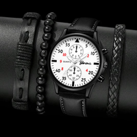 Nouveau Lot de 4 Montres-bracelets à Quartz pour Homme en Cuir PU, Ensemble d'Affaires à Bas Prix (Boîte Non Incluse)