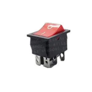 Interruptor elétrico de plástico com 6 pinos, botão quadrado, tipo de forno, aquecedor de óleo, interruptor de balanço vermelho KCD7-204 50 pçs/caixa