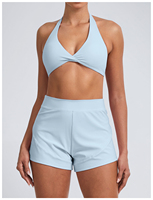 Ensemble deux pièces pour femme en nylon et élasthanne, avec soutien-gorge de sport et legging taille haute effet push-up, anti-transparence lors des squats, tenue de sport douce pour la gym